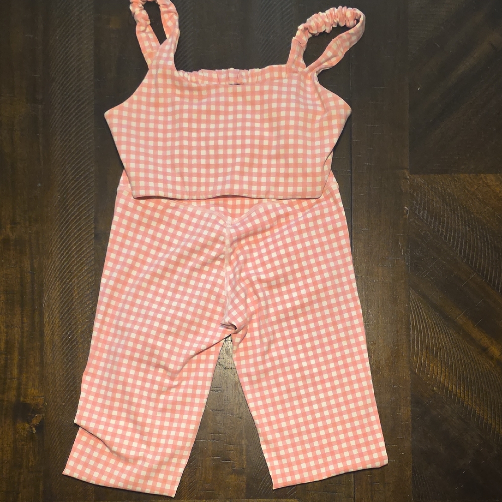 Pink Gingham Crop Tank Top